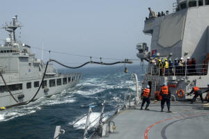 Navy ships performing un-rep