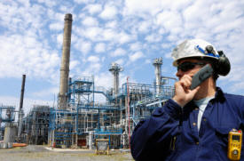 engineer on site at a petroleum facility