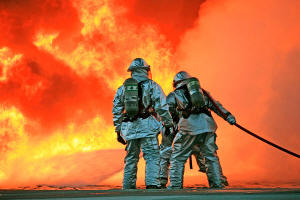 military fire fighers